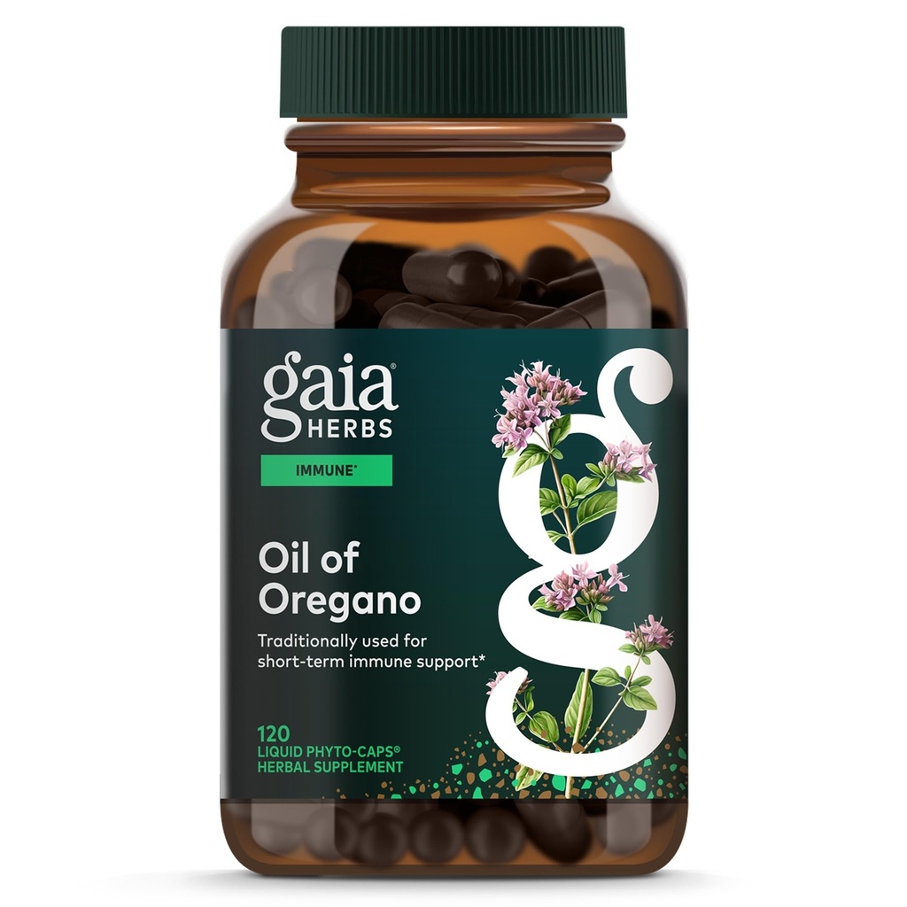 Huile de gaïa d'origan - Supplément de soutien immunitaire et antioxydant - avec huile d'origan, carvacrol et thymol* - 120 capsules de phytosules liquides véganes (approvisionnement de 60 jours)