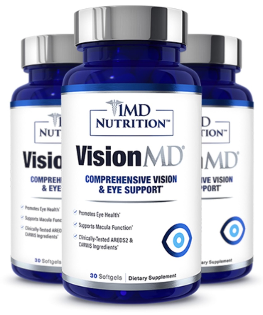 1MD Nutrition VisionMD Eye Vitamin CARMIS - mit Lutein & Zeaxanthin | unterstützt Vision Health, Everyday Eye Strain, & Occasional Dry Eye | 90 Softgels (3-Pack)