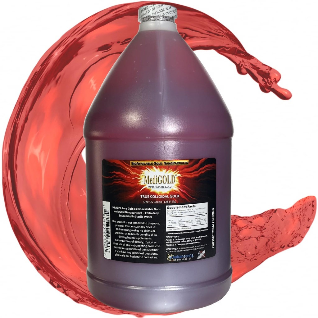 L'or colloïdal vrai - 1 US Gallon en BPA sans pot en plastique