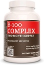 Remedys Ernährung Vitamin B-100 Complex |1,000 mg, 60 Vegan Kapseln Nahrungsergänzungsmittel | Zwei Monate Versorgung
