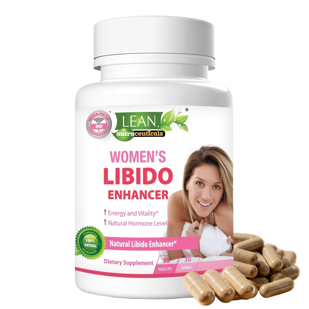 Lean Nutra Libido Booster für Frauen mit Maca Root, Horny Goat Weed, Tongkat Ali, Fenugreek – Natürliche Menopause & PMS Unterstützung, Hormon Balance & Energy Supplement – 30 Vegan Capsules