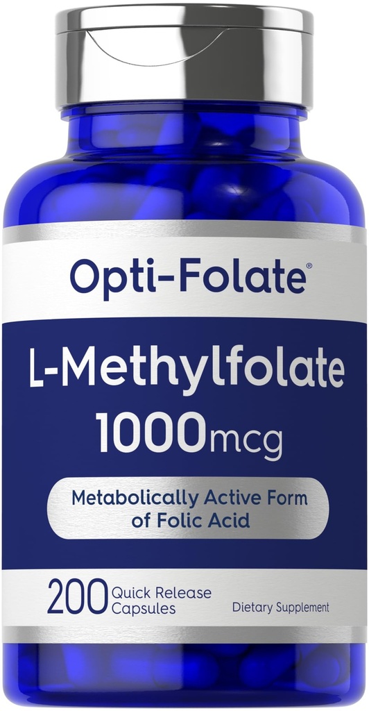 Carlyle L Methylfolate 1000mcg (200 capsules) Taille de la valeur Optimisé et activé (non-OGM, sans gluten) Folate de méthyle, 5-MTHF (par Opti-folate)