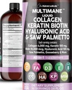 Saubere Nutraceuticals Liquid Collagen 4000mg Biotin 10000mcg Keratin 100mg Saw Palmetto Hyaluronsäure 100mg - Hair Skin & Nails Vitamine & DHT Blocker mit Vitamin D3 MSM 50mg Made in USA - 16 Fl. Oz