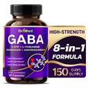 GriMed GABA Supplement with 5-HTP, L-Theanine, Magnesium & Ashwagandha, Supports Relaxation & Restful Sleep, 150 Count