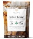 Truvani Protein + Energy Drink Mix mit 87mg Koffein | Schokolade Mocha | 12g Bio-Pflanzen basiertes Protein | 20 Servierungen | USDA Bio-Kaffeepulver & Adaptogene | Gluten & Dairy Free | Vegan