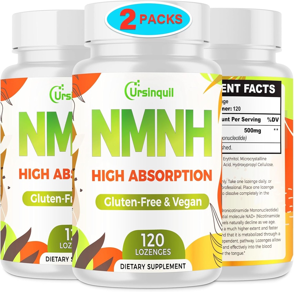 Sublingual NMNH 500mg (Dihydronicotinamid-Mononukleotid) (240 Servierungen, NMNH 500mg pro Servierung) NAD-Ergänzung zur Erhöhung der NAD-Level als Wir-Alter, für Anti-Aging, Energie, Immunität, Fokus - 2 Pack