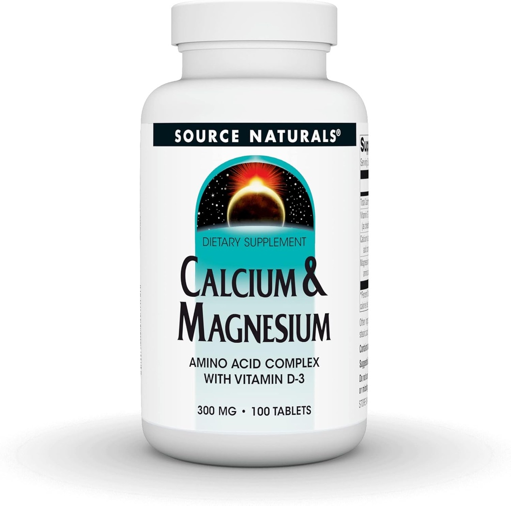 Quelle Naturals Calcium & Magnesium, Aminosäure Chelat mit Vitamin D-3, 300 MG - 100 Tabletten