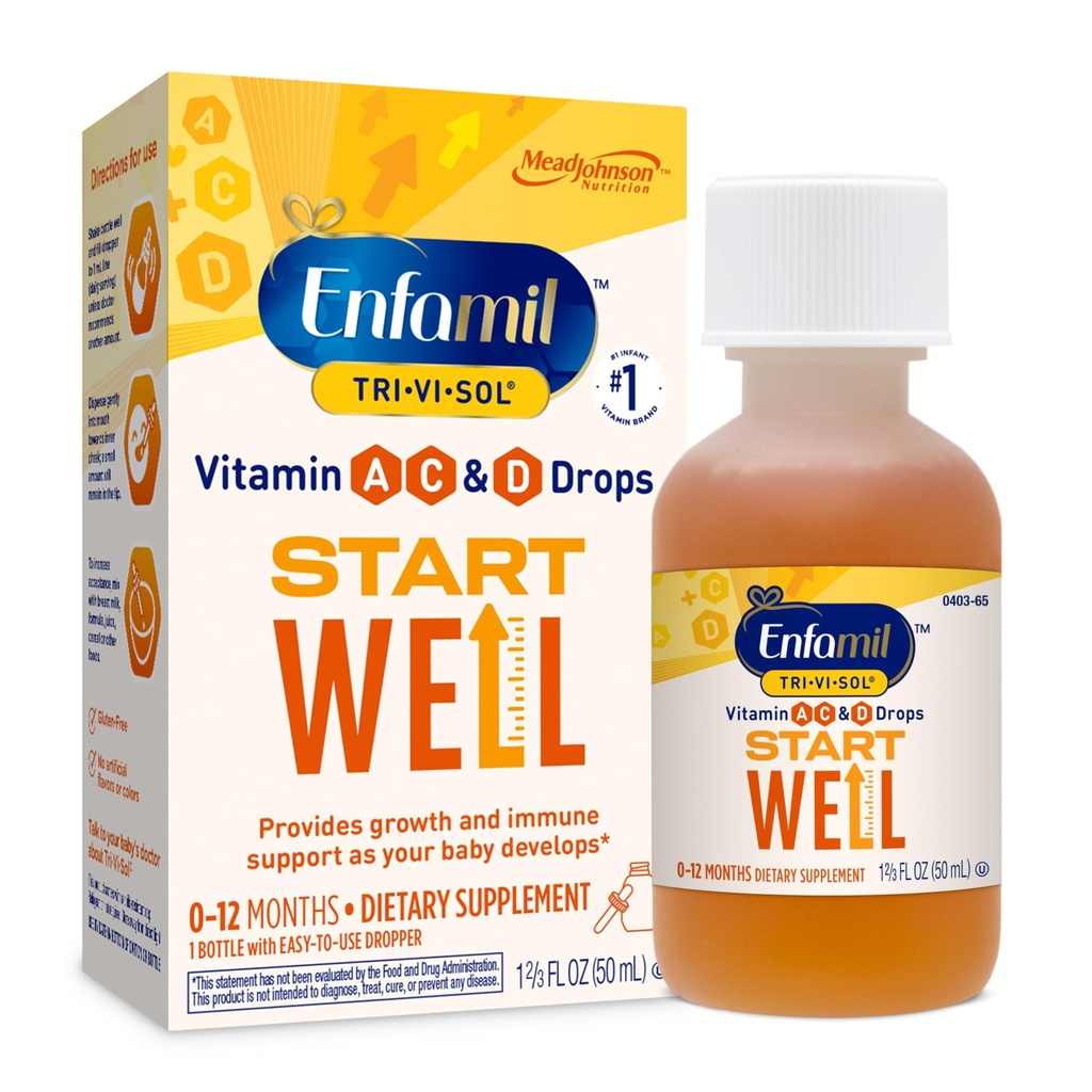 Enfamil Tri-Vi-Sol Infant Multivitamin Tropfen, unterstützt Wachstum & Immun Gesundheit für Babys, 50mL Flasche