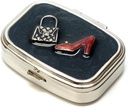 9310 Petite Pill Box Rectangulaire Organisateur Noir Rouge Or Femmes Voyage Pill Case Purse Pocket Conteneur quotidien Portable Médecine Vitamine Box Supplément Médicament Mini Stockage