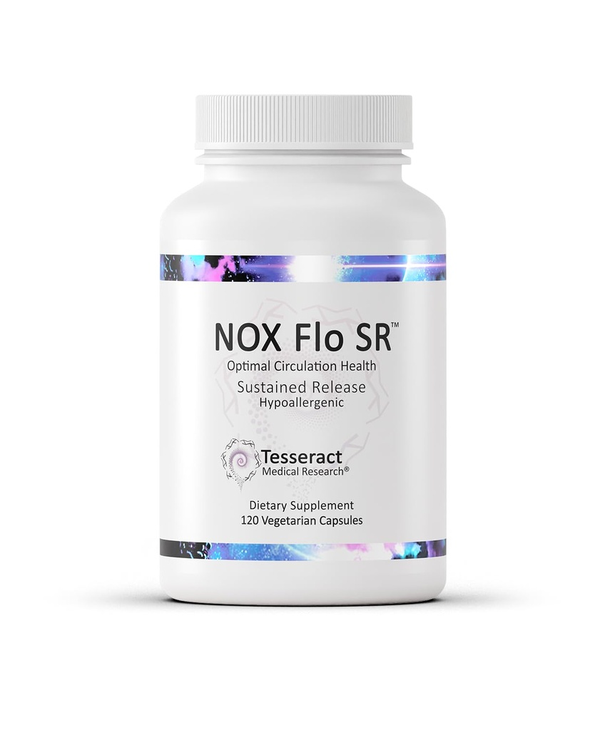 Tesseract NOX Flo SR Nitric Oxide Booster, Vascular Health Supplement, 120 Kapseln, Sustained-Release L Citrulline, Coenzym Q10 & R Lipoic Acid, Circulation & Blood Pressure Support, Allergiker