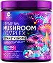 Poudre de complément de champignons 2200mg - 11 en 1 poudre de formule complexe avec la Mane de Lions organiques, Reishi, Cordyceps, Chaga, Turquie Tail Supplément d'extrait de champignons pour la mémoire et le soutien du cerveau - 60 portions