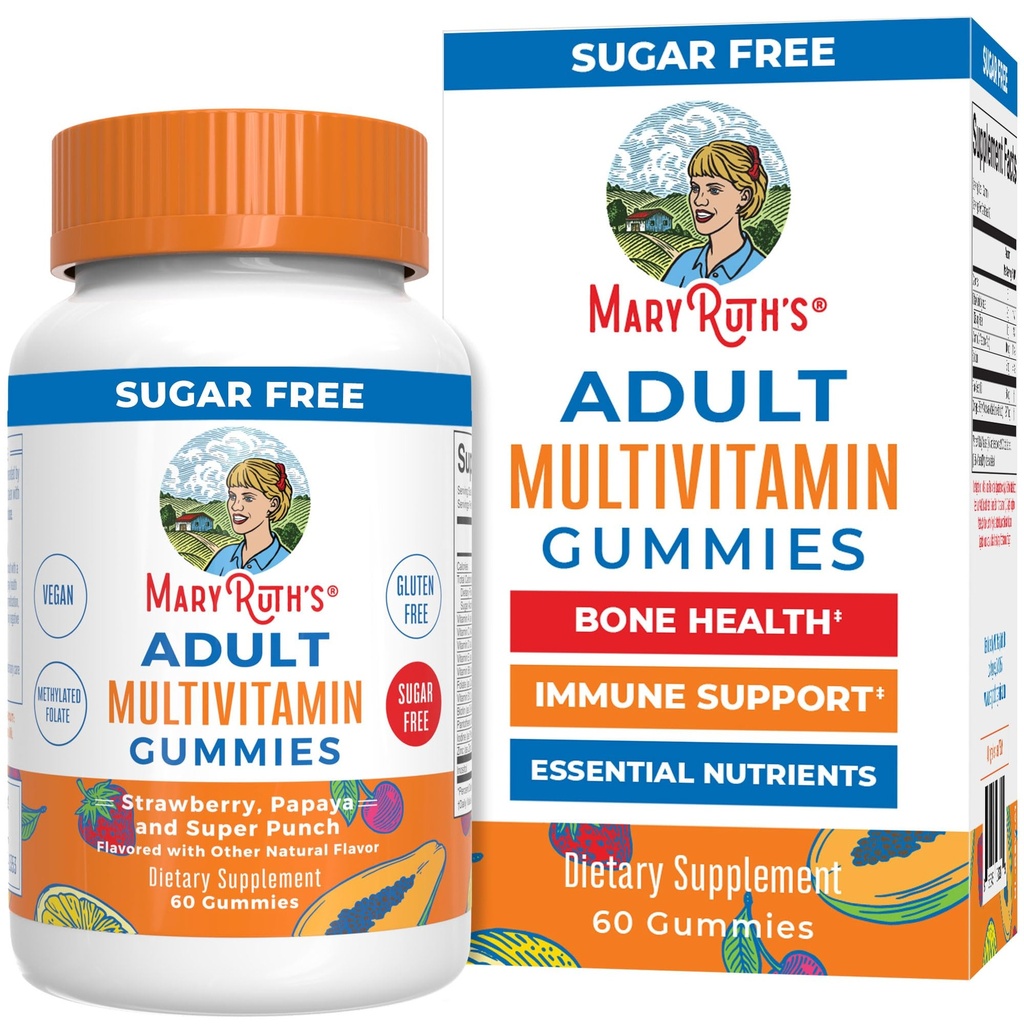 MaryRuth Organics Multivitamin für Frauen und Männer | Sugar Free | Adult Multimineral Gummy mit Vitamin C | D und E | B Vitamine | Biotin | Zink | Vegan | Non-GMO | Gluten Free | 60 Count