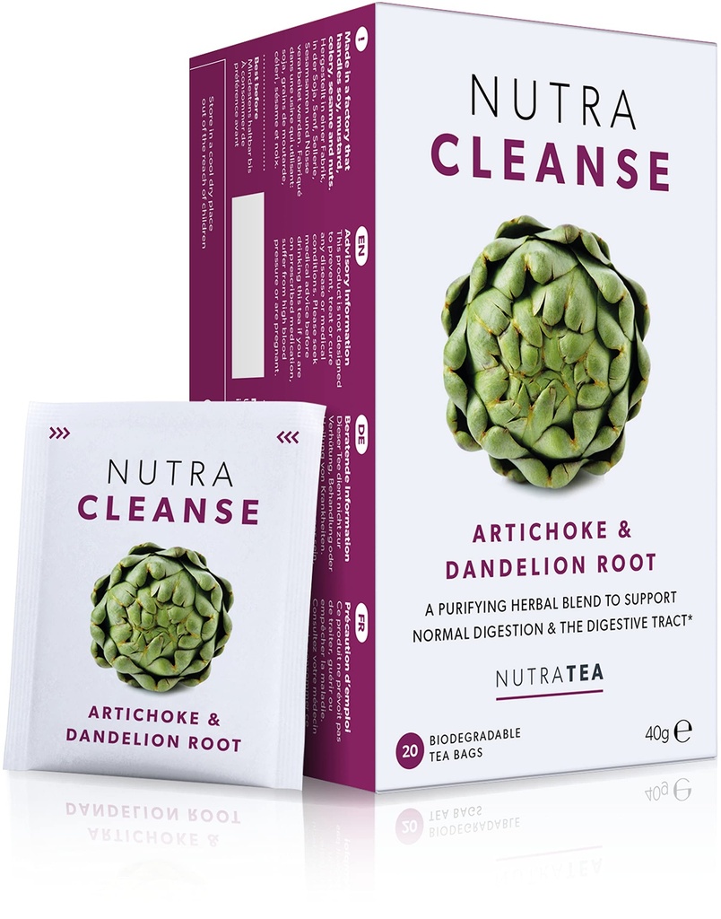 Nutra Tea NUTRACLEANSE - Detox Tea | Colon Cleanse Tea | Constipation Teabags - Full Body Detox Cleanse – Inklusive Dandelion Root & Burdock Root - 20 Individuell Wrapped Bags - Kräutertees (1 Pack)