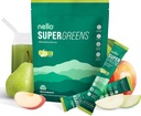 Nello Supergreens Superfood Drink Mix mit Chlorella, Moringa, Spinat, Broccoli, Verdauungsenzyme und Probiotika – Apfelbaum Geschmack, 20 Portionen, Reisepaket