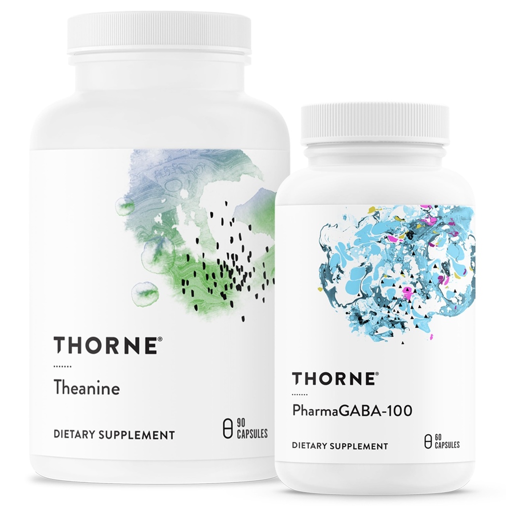 THORNE - Relax & Restore Bundle - L-Theanine and PharmaGABA-100 Duo for Stress Relief & Relaxation - 60 to 90 Servings