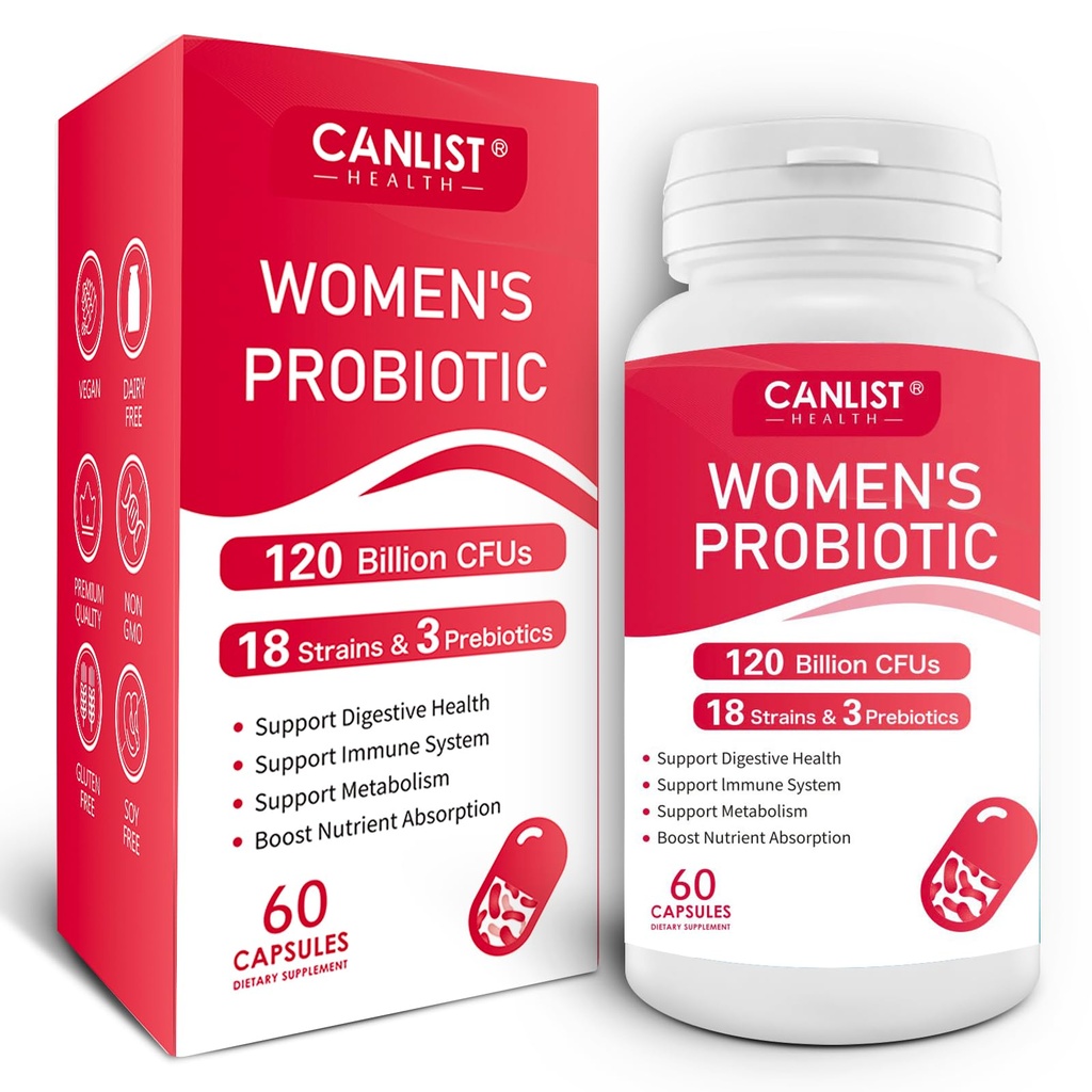 Women's Probiotics120 Billion CFUs 18 Strains 3 Präbiotika & Verdauungsenzyme Enthält Organische Prebiotische Cranberry Frauen Gesundheit Verdauungs- und Immununterstützung Non-GMO Soy Gluten Dairy Free