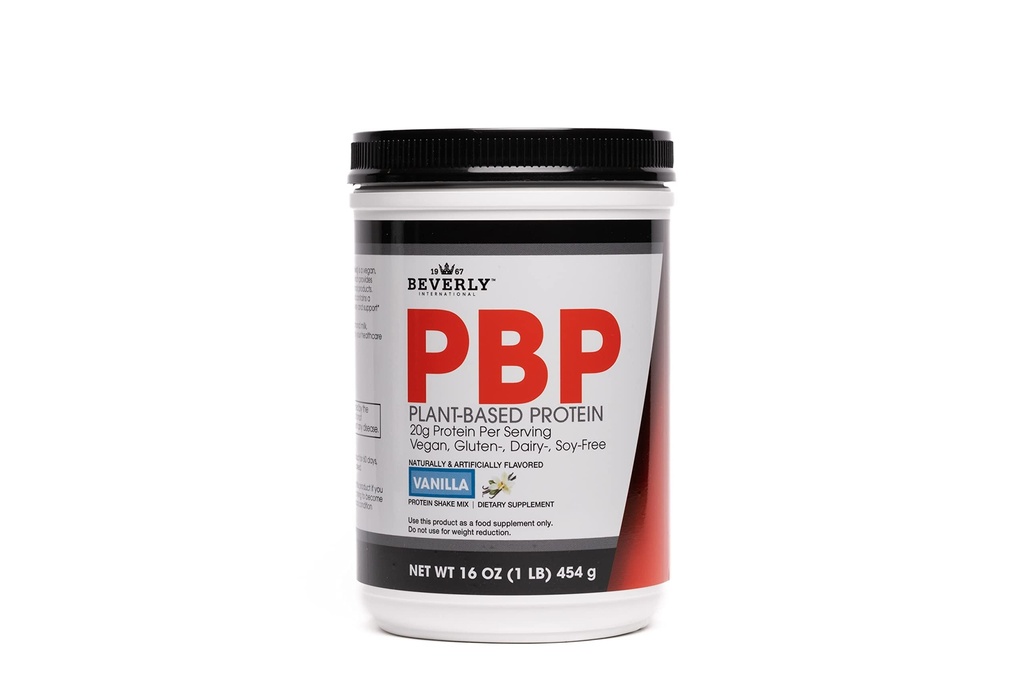 Beverly International PBP, Protéines végétales. Vegan, gluten, laiterie, sans soja. Grand goût de vanille, lisse, facile à digérer, 21g de protéines par service, (15 portions) 1lb. Profil complet de l'acide amino.