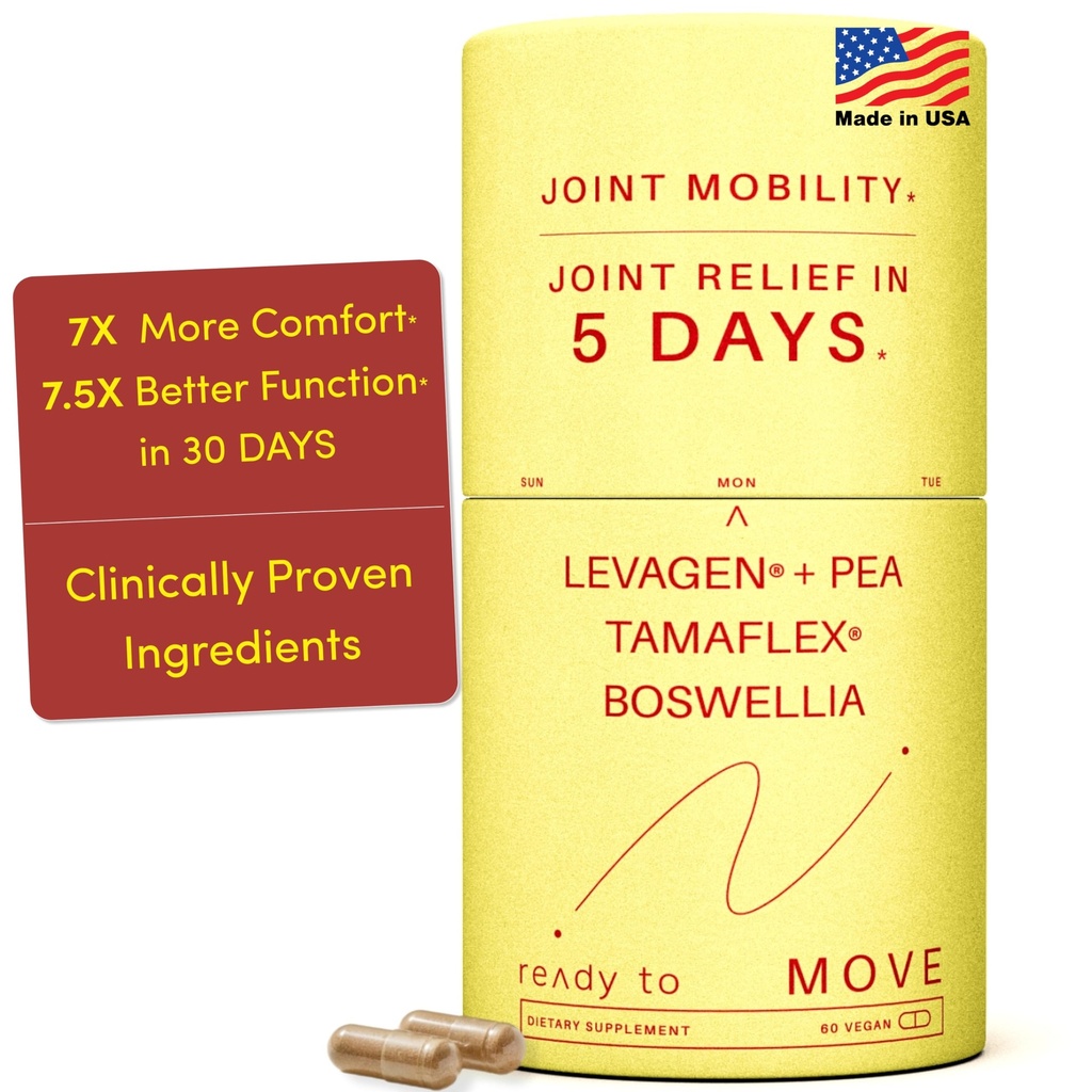 MOVE Fast Acting Joint Supplements | Tamaflex® Turmeric & Tamarind, Levagen®+ PEA Palmitoylethanolamid, Boswellia Serrata, Bioperine® Black Pepper Extract | Joint Support & Mobility | 60 Vegan Caps