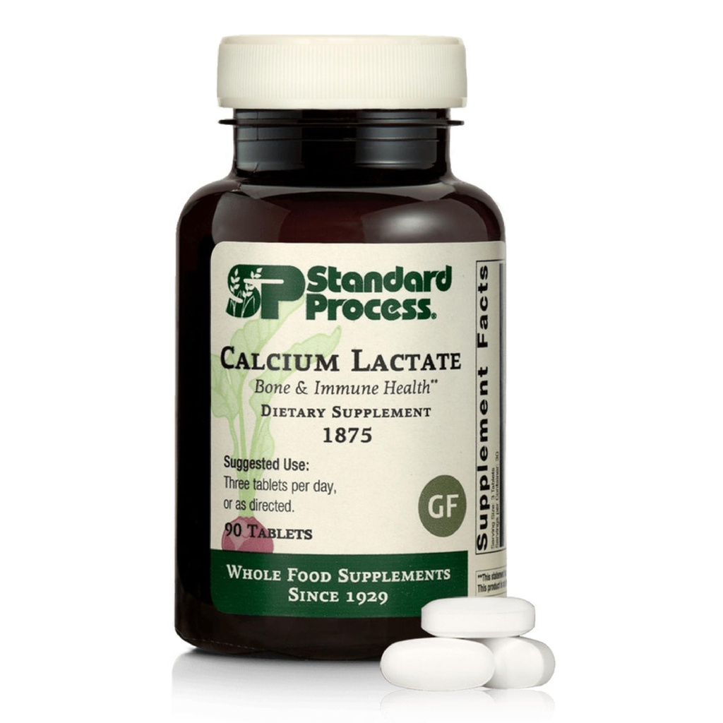 Standard Prozess Calcium Lactate - Knochendichte & Immune Gesundheitsunterstützung - Aids Blut Clotting & Normale Zellfunktion - Vegan, Glutenfrei, Non-Dairy, Non-Soy & Non-Grain - 90 Tabletten (30 Portionen)