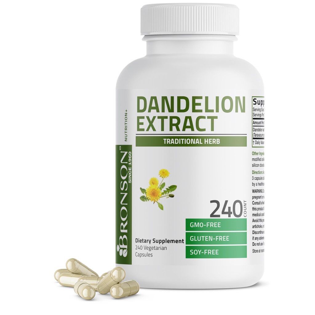 Bronson Dandelion Root High Potency Supplement, unterstützt Gesamt gute Gesundheit & Wohlbefinden, Traditionelle Diuretic Herb - Non-GMO, 240 Vegetarische Kapseln
