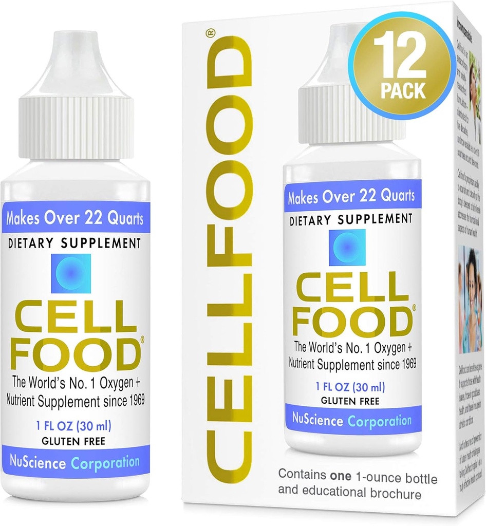 Cellfood Oxygen Boost - 1 fl oz, 12 Pack - Flüssige Sauerstoffergänzung - Glutenfrei, Cert. Kosher