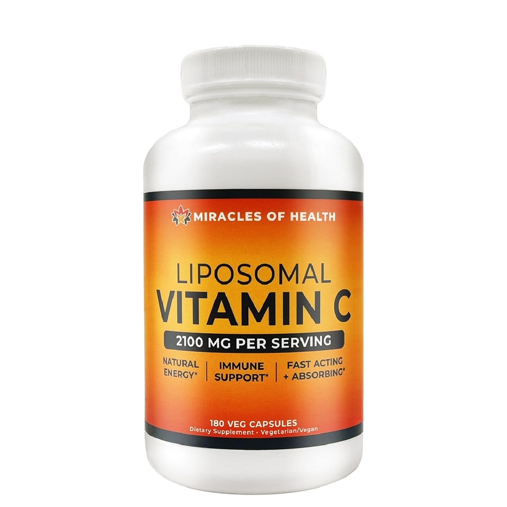 Vitamine liposomique C 2100mg. 180 Capsules de légumes, 60 jours d'approvisionnement.