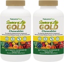 NaturesPlus Source de vie Multivitamine d'or - 90 comprimés à croquer, boîte de 2 - avec des vitamines D3, B12, K2 et plus de 120 aliments entiers - sang, os et immunosupport - sans gluten - 60 portions totales