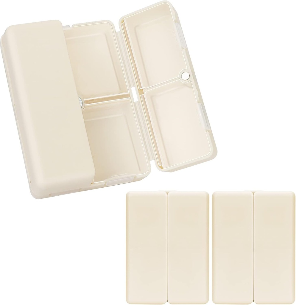 FYY Daily Pill Organizer,2 Pcs 7 Komponenten Tragbare Pille Fall Reise Pille Organizer,[Folding Design] Pille Box für Geldbeutel, um Vitamine, Kaffee Leberöl, Ergänzungen und Medikamente-Weiß