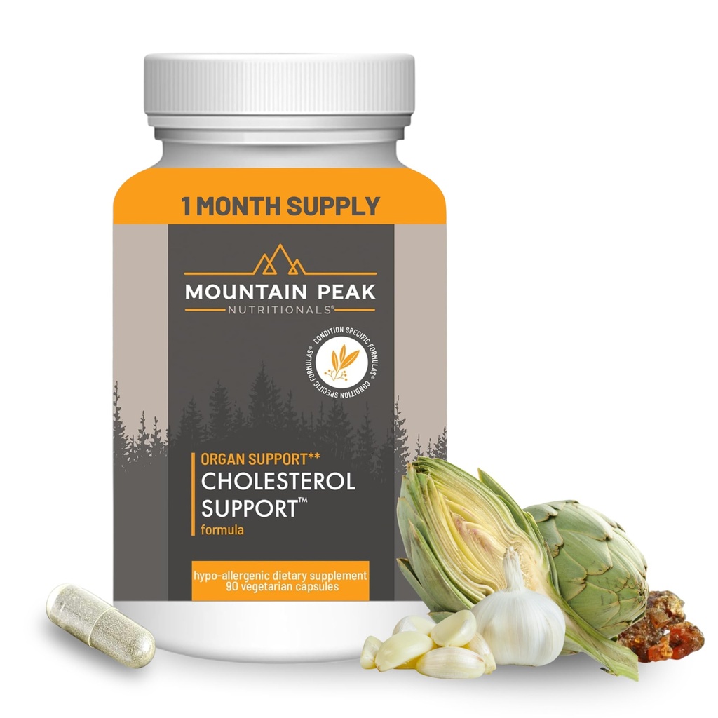 Mountain Peak Nutritionals Cholesterol Support Supplement - mit Artichoke Extract, CoQ10, & Red Yeast Rice - Pflanzenbasierte Formel unterstützt Herzgesundheit & Gesunde Lipid Levels (90 vegetarische Kapseln)