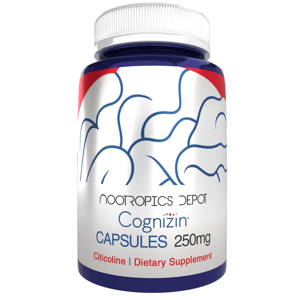 Nootropics Depot Cognizin Citicoline Capsules | 60 Count | Choline Supplement | Brain Health Supplement | Reguliert Speicher und kognitive Funktion | Unterstützt Aufmerksamkeit, Fokus und Recall