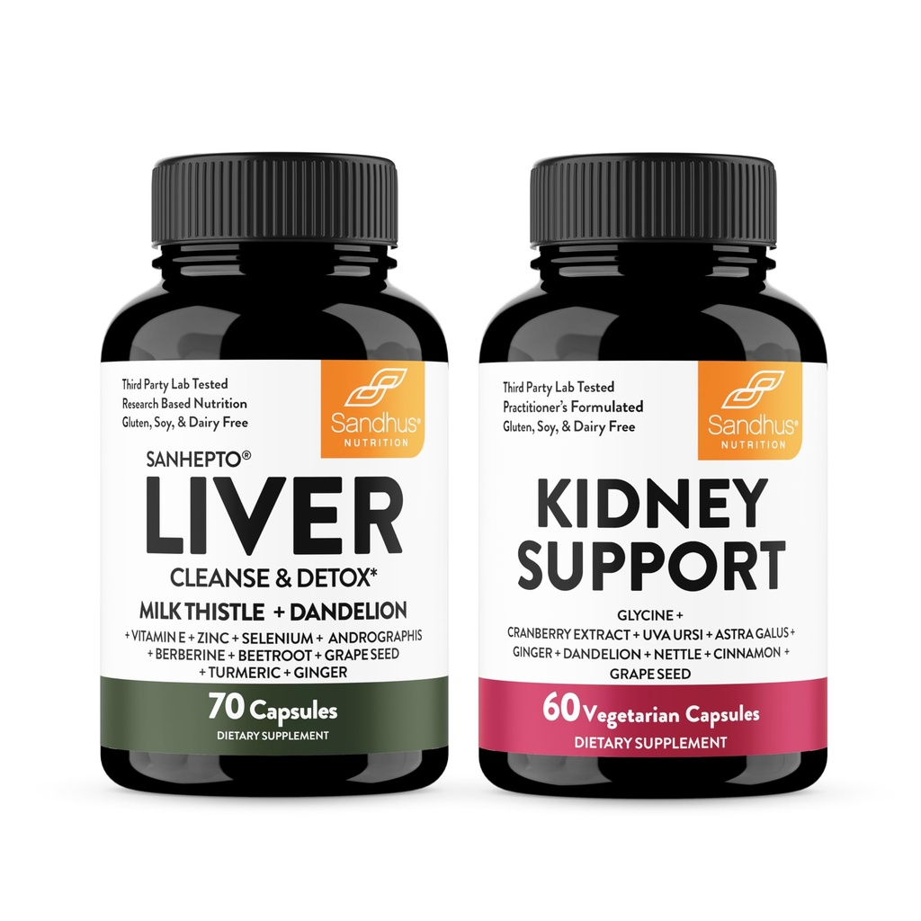 Sandhu's Liver Detox & Kidney Support Combo | Unterstützt Leber, Nieren und Harnwege Gesundheit