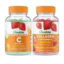 Lebensfähiges Vitamin C 1050mg + Collagen & Vitamin C, Gummis Bundle - Große Verkostung, Vitamin-Ergänzung, Glutenfrei, GVOfrei, Kaugummi