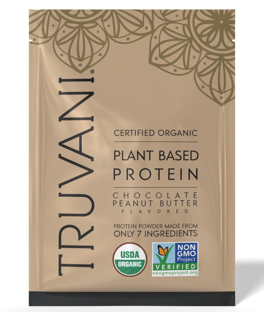 Truvani Poudre de protéines de pois végétaliens au chocolat Beurre d'arachides 20g Protéine biologique à base de plantes