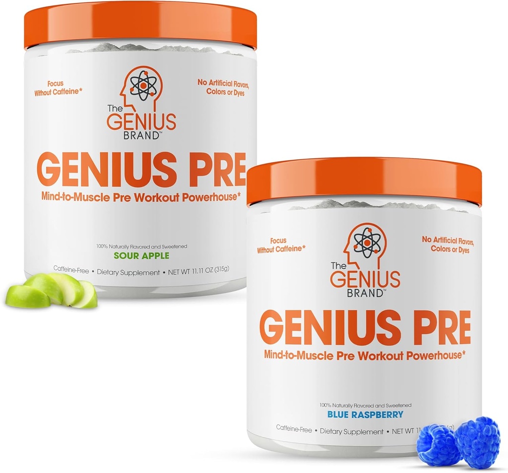 Supplément d'entraînement Genius - Blue Raspberry & Sour Apple - Sans caféine/Sans stimulant