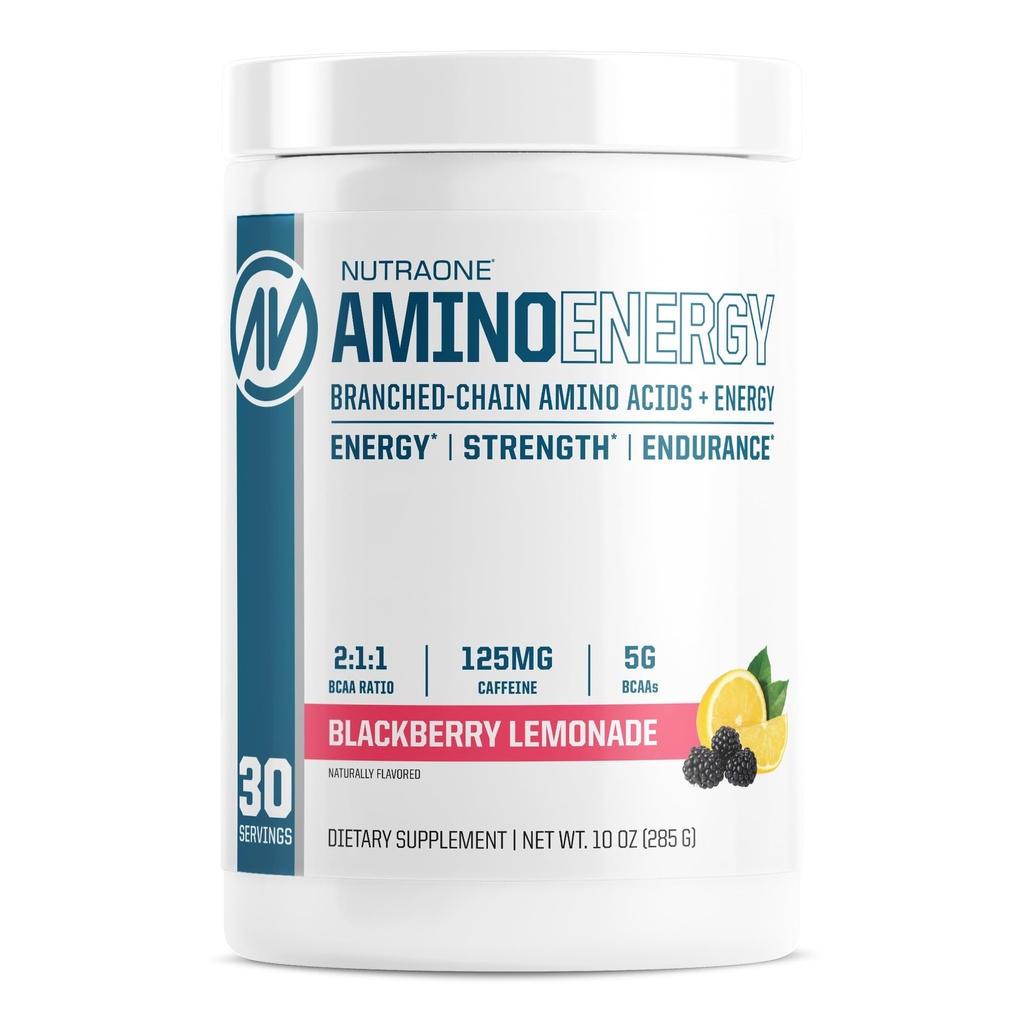 NutraOne Amino Energy BCAA Powder Pre-Workout Supplement mit Koffein verzweigte Kette Aminosäuren zu helfen, Kraftstoff und Wiederverwertung* (Berry Lemonade - 30 Portionen)