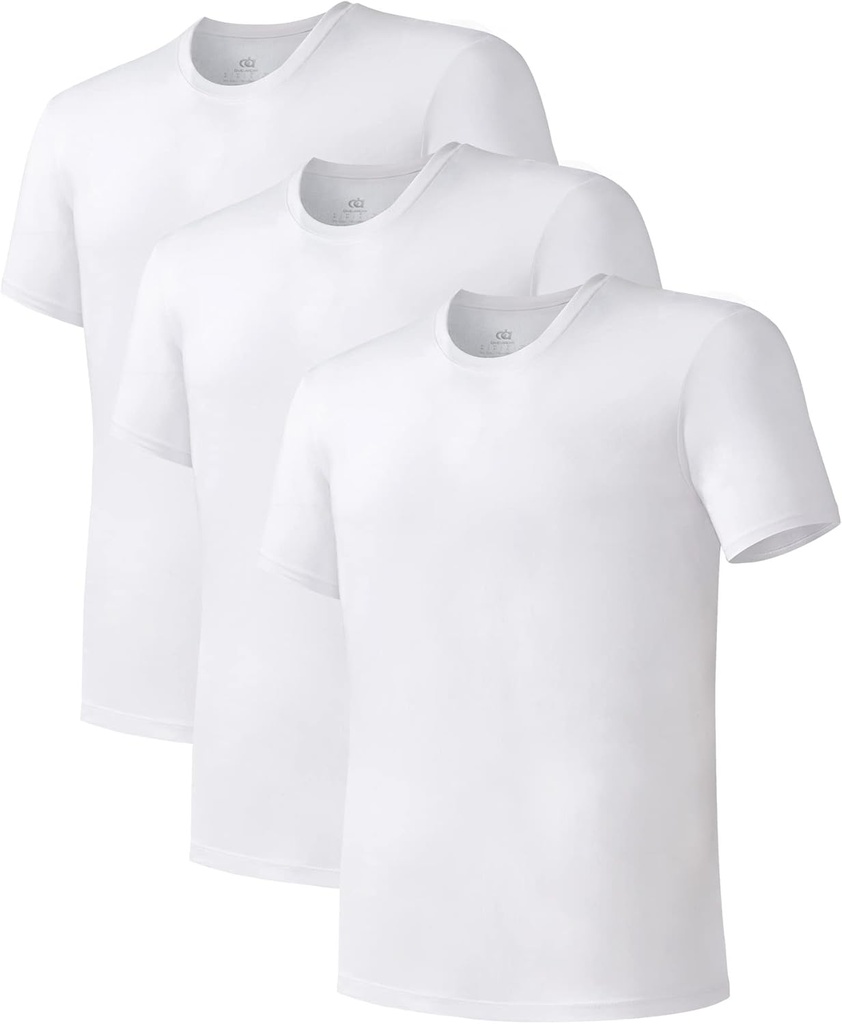 DAVID ARCHY Herren Undershirt Bamboo Rayon Moisture-Wicking Crewneck T-Shirts Stretch Tees für Herren, 3 oder 5 Pack