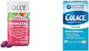 OLLY Ultra Strength softgels multivitamines prénatals avec soutien au développement du cerveau + Capsules d'adoucissement du tabouret clair, 28 Compte