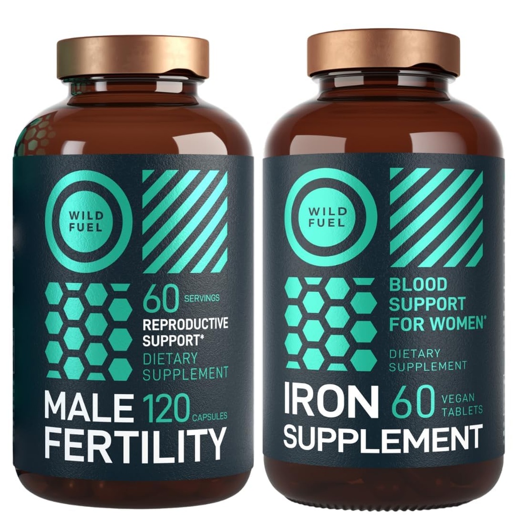 WILD FUEL Male Fertility Supplement und Eisen Pillen mit Folsäure Fertilität und Prenatal Bundle