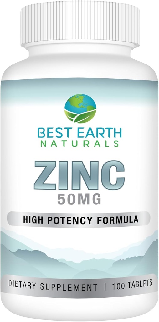 Beste Erdnaturen 50 Mg Zink-Ergänzungen - Immununterstützungs-Ergänzung - High Potency Natural Antioxidant - 100 Tabletten (100 Tage-Lieferung)