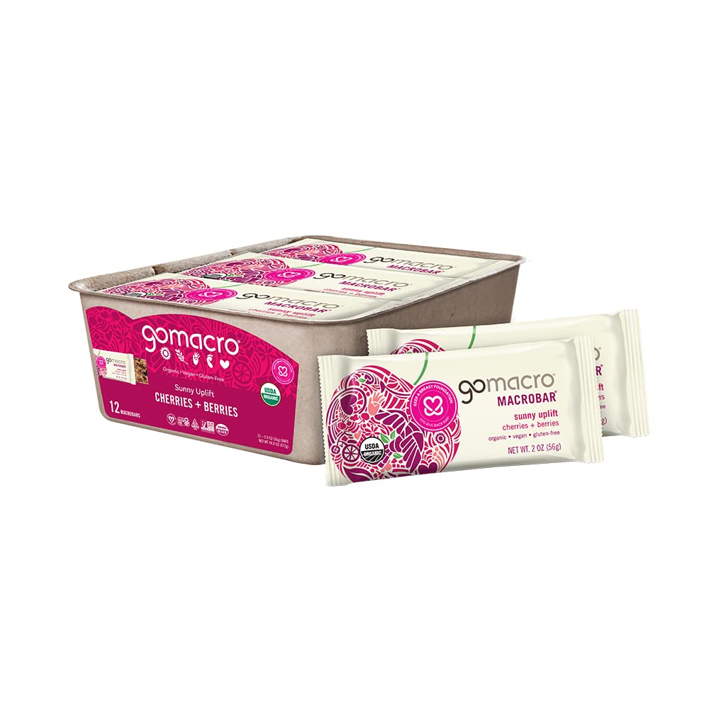 GoMacro MacroBar Organic Vegan Snack Bars - Kirschen + Beeren (2.0 Unze Bars, 12 Count)