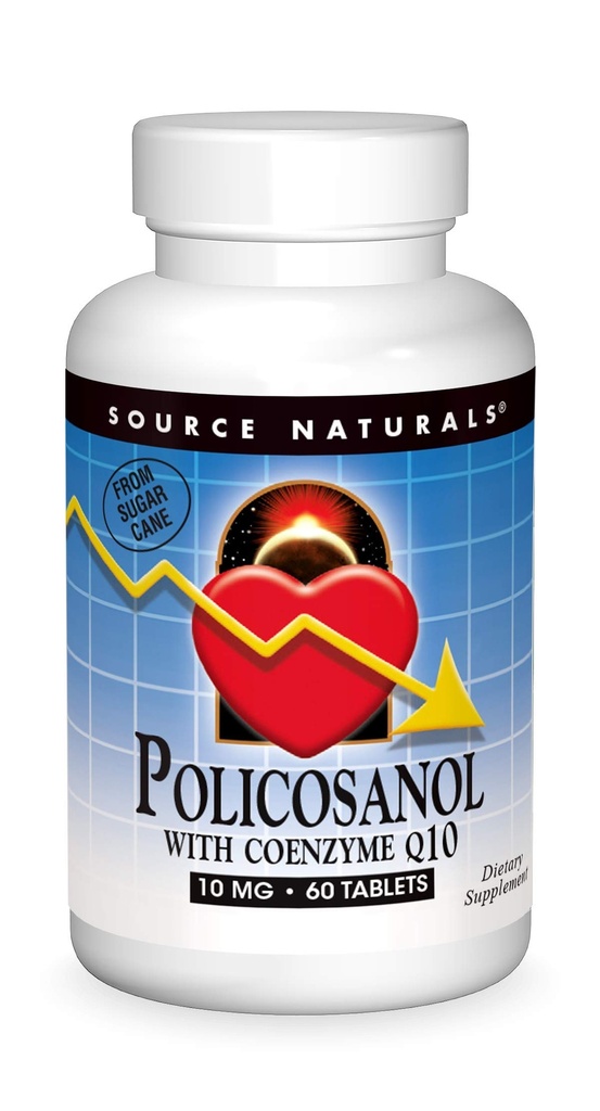 Source Naturelle Policosanol avec Coenzyme Q10 10 Mg Comprimé, 60 Compte