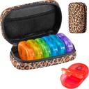 Serfeymi Weekly Travel Pill Organizer 2 Mal A Day AM Upgraded Rainbow Pille Box 7 Tage mit tragbaren Reißverschluss Canvas Pille Fall, Medizin Organizer für Pillen, Vitamine, Fischöle - Braun 01