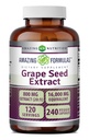 Erstaunliche Formeln Trauben Seed 800 Mg Extrakt (20:1) | 16000 Mg Equivalent | Veggie Kapseln | Non-GMO | Gluten-Free | Made in USA (240 Count)