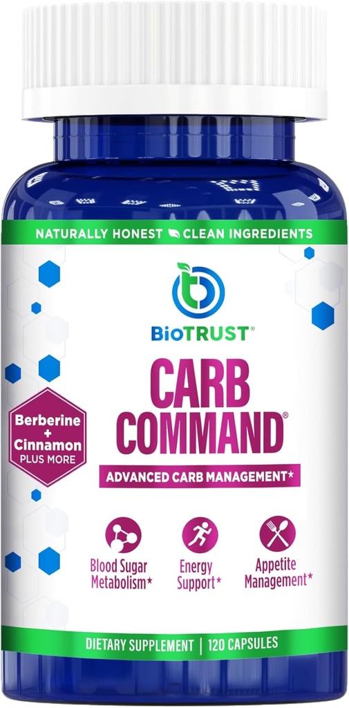 BioTrust Carb Command - Carb Management Supplement, Metabolische Unterstützung für Ketosis, unterstützt Keto, Low Carb und Paleo Lifestyle (60 Servietten)