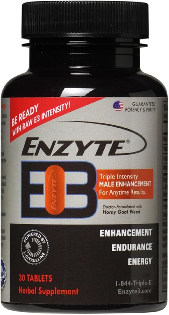Enzyte3® Men’s Vitality & Performance Support – Energy, Stamina, Endurance – mit L-Citrulline, Epimedium, Guarana Seed Extract & More – 30 Tabletten