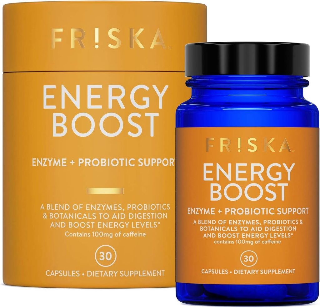 FRISKA Energy Boost Enzyme and Probiotics Supplement, fördert bessere Verdauung und Energie für Männer und Frauen, Gut Health, 30 Kapseln