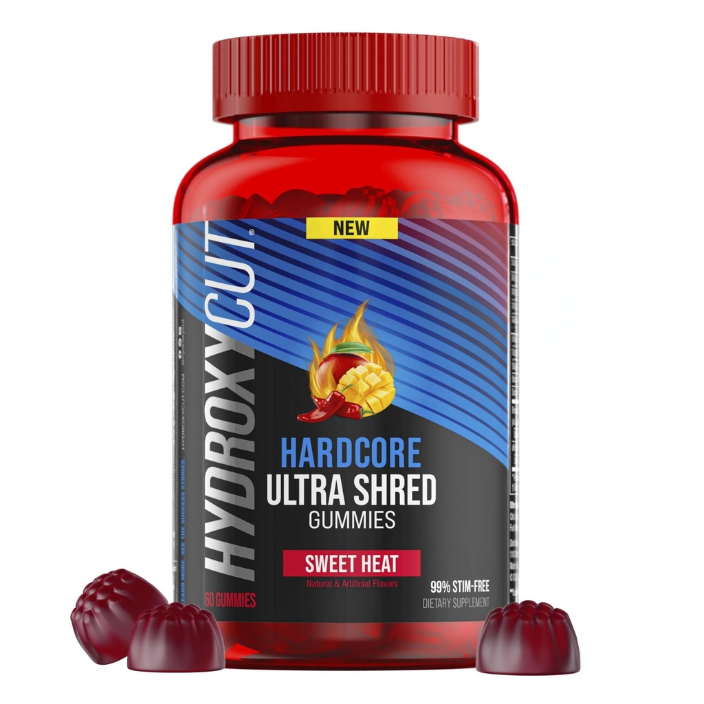 Hydroxycut Hardcore Ultra Shred Gummis, Sweet Heat - 99% Stimulant Free - Inklusive Capsaicin & B Vitamine - für Damen und Herren