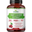 Zazze Tart Kirsche 10:1 Extrakt, 3000 mg Stärke, 200 Vegan Kapseln, 6+ Month Versorgung, Zertifizierter Kosher, Konzentrierter und standardisierter 10X Extrakt, 100% vegetarisch, All-Natural, Glutenfrei, Non-GMO