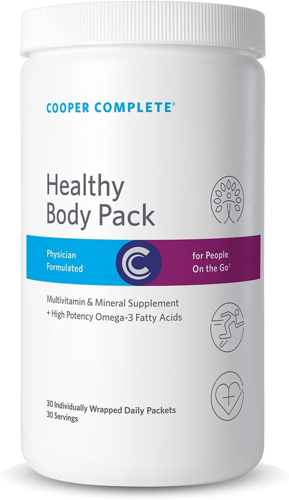 Cooper Complete - Healthy Body Pack - Daily Vitamin Pack mit Multivitamin & Omega-3 Fish Oil - 30 Packungen pro Flasche. Pack von 3