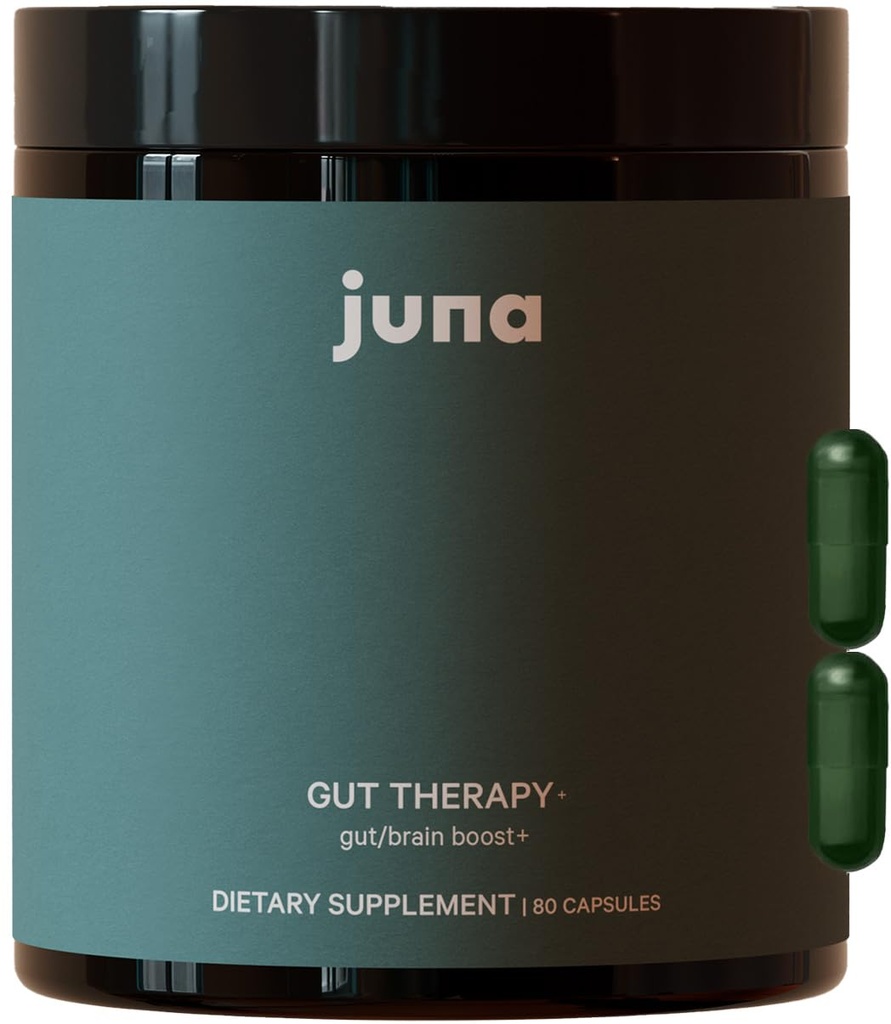Juna Gut Therapy - Advanced Brain & Gut Health Support with Prebiotic & Probiotics - Verbesserte Stimmung, Aufmerksamkeit & Energie - Unterstützt Gedächtnis, Fokus & Mental Clarity - Fuel Cognitive Performance (80 Caps)
